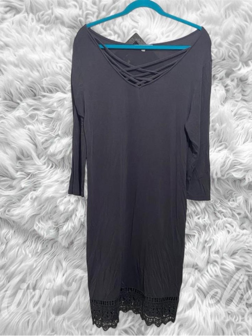 Simply Southern Black Long-Sleeve Dress with Lace Hem